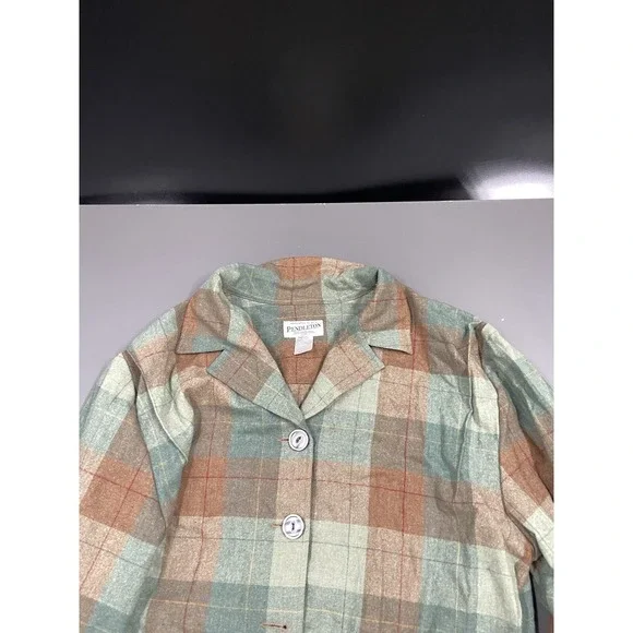 Pendleton Heritage Limited Edition Wool Shacket Shirt Jacket M Green Brown Plaid - Picture 10 of 10